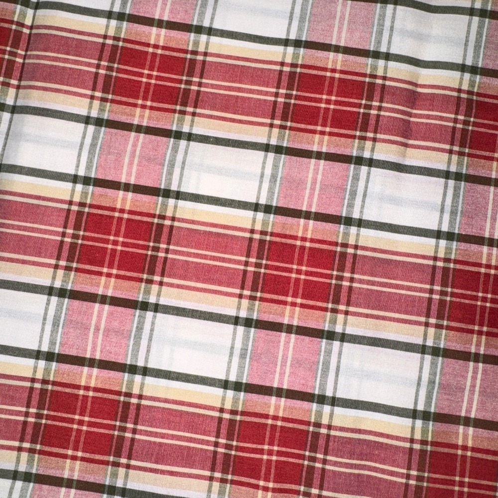 Plaid Fabric Material Red White Green Rustic Heritage Crafting Textile 62x32